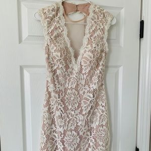 White Lace Dress with Rhinestones